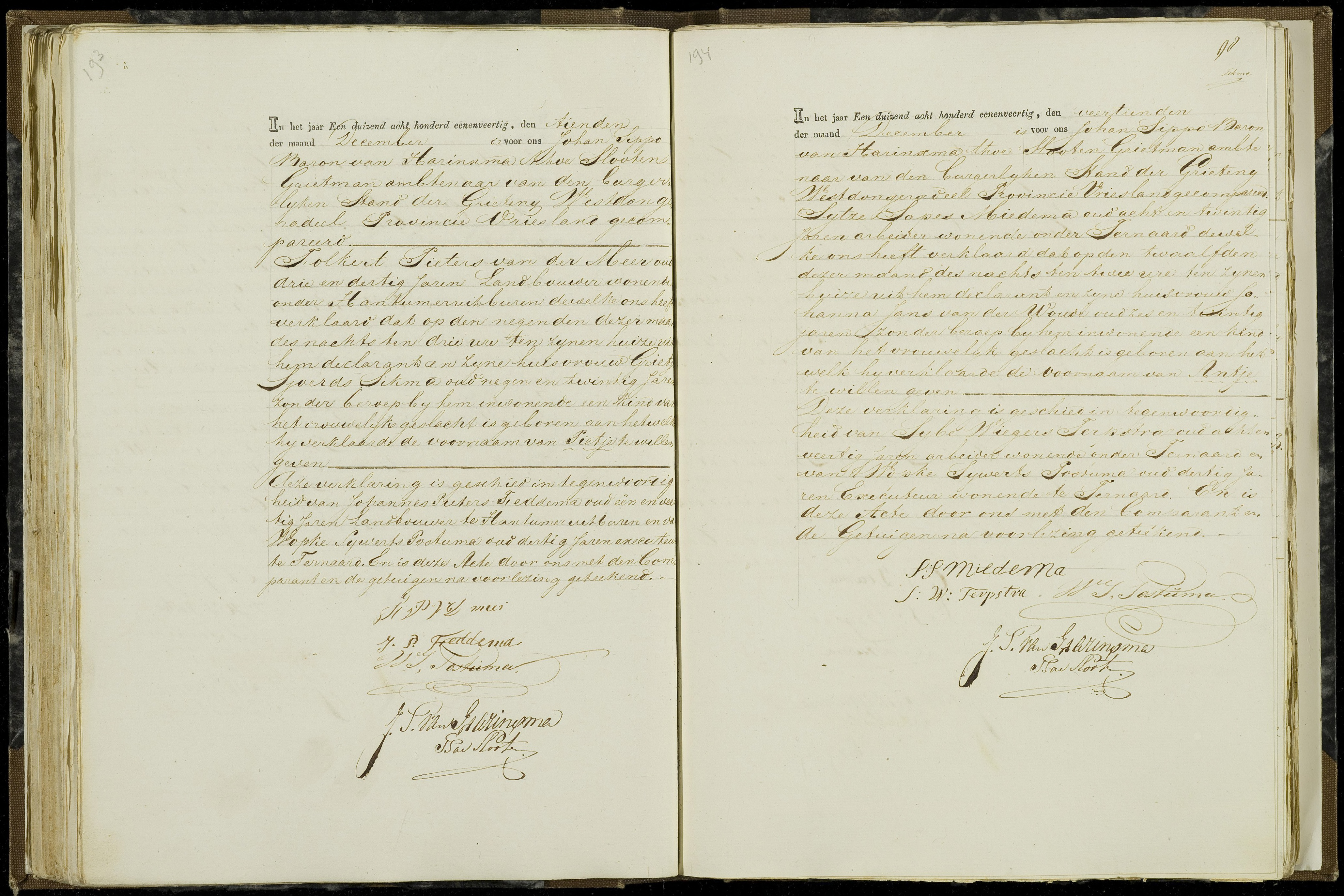 1841 Dutch civil birth act page, Westdongeradeel, Antje Sytzes Miedema
