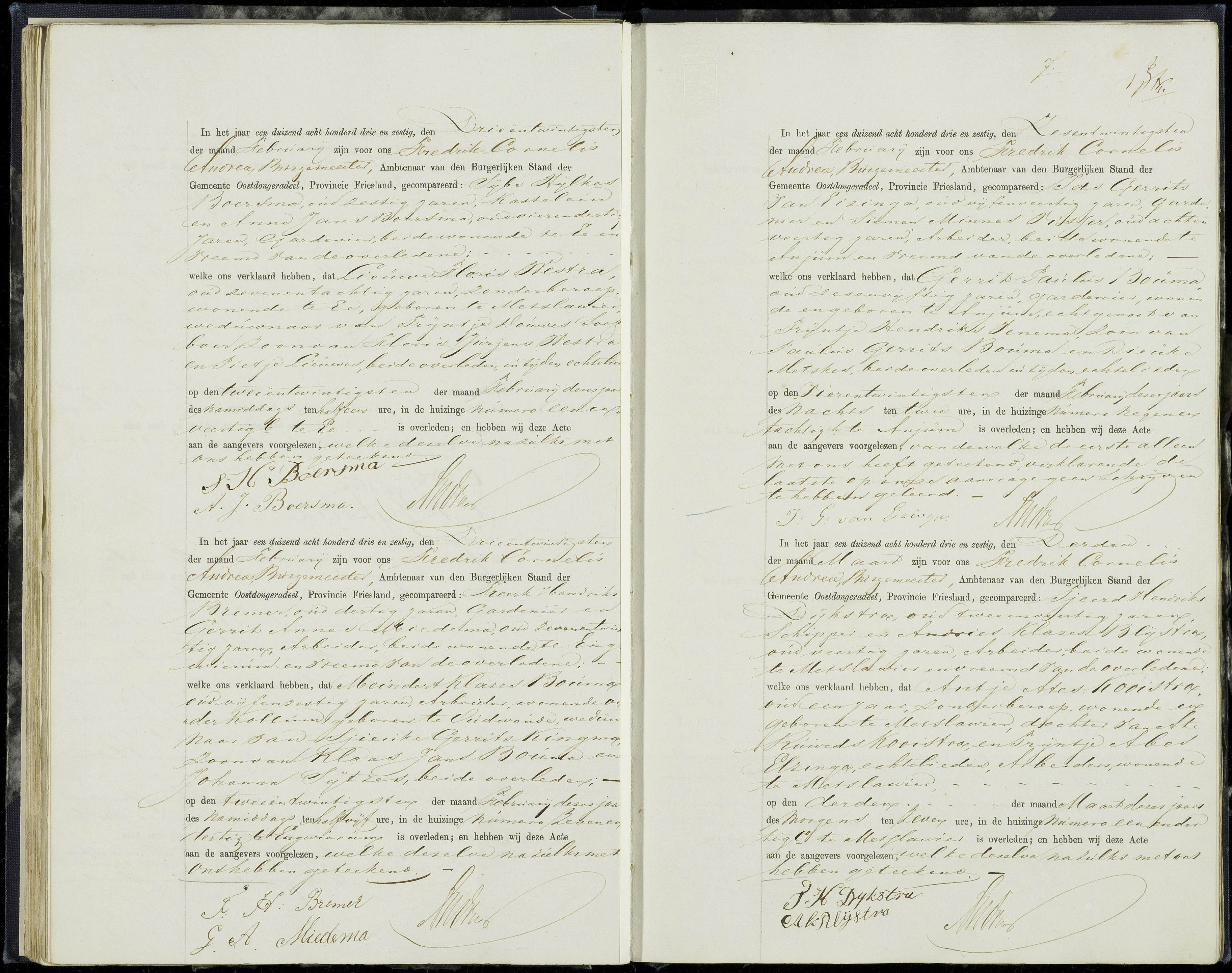 1863 Dutch civil death act, Gerrit Paulus Bouma, Oostdongeradeel